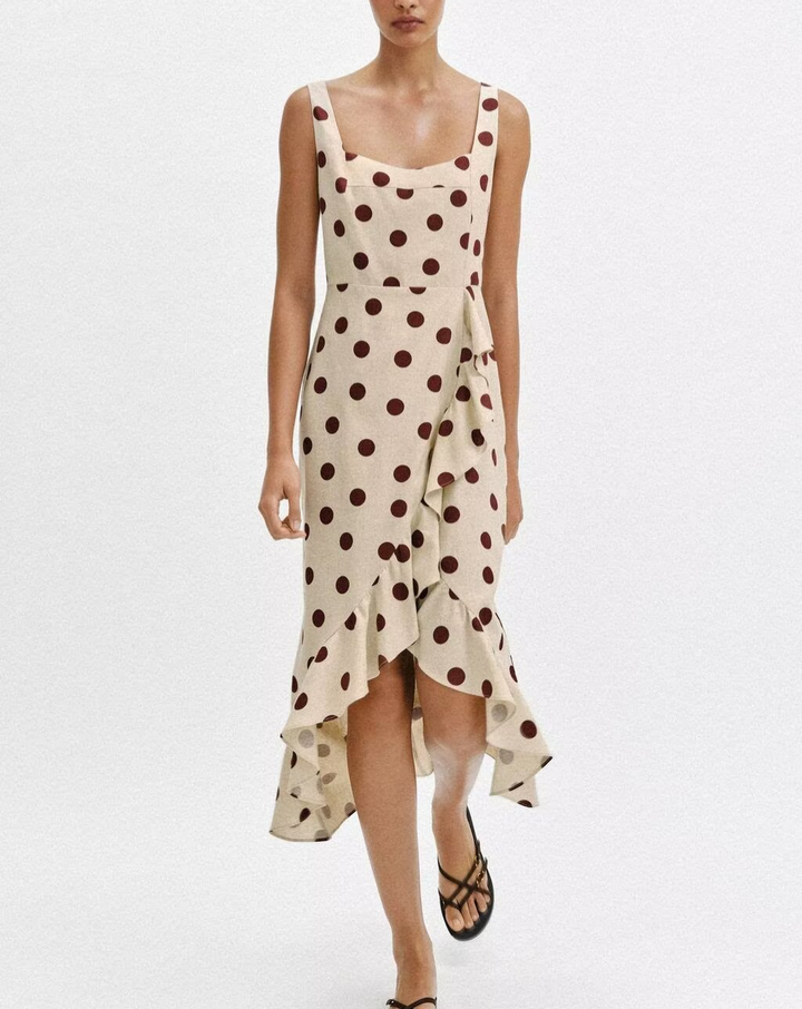 Summer Women Sexy Polka Dot Sleeveless Strap Dress