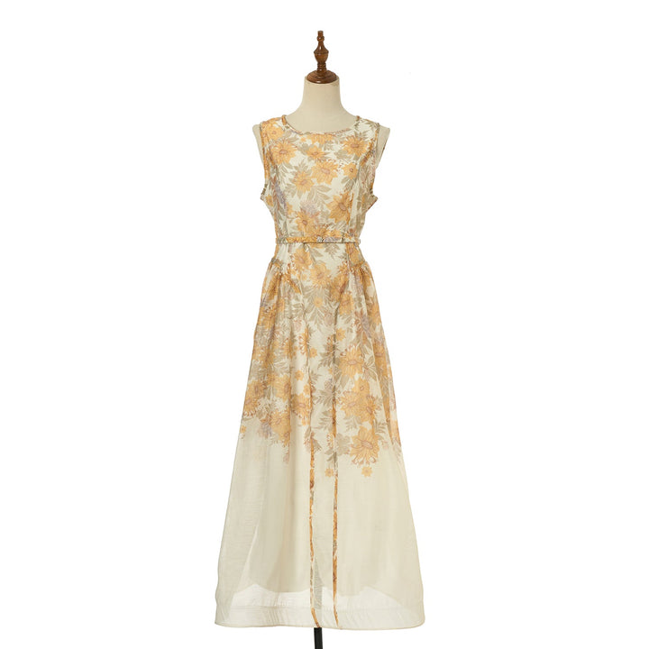 Woman Elegant French Style Sleeveless A Line Long Dress