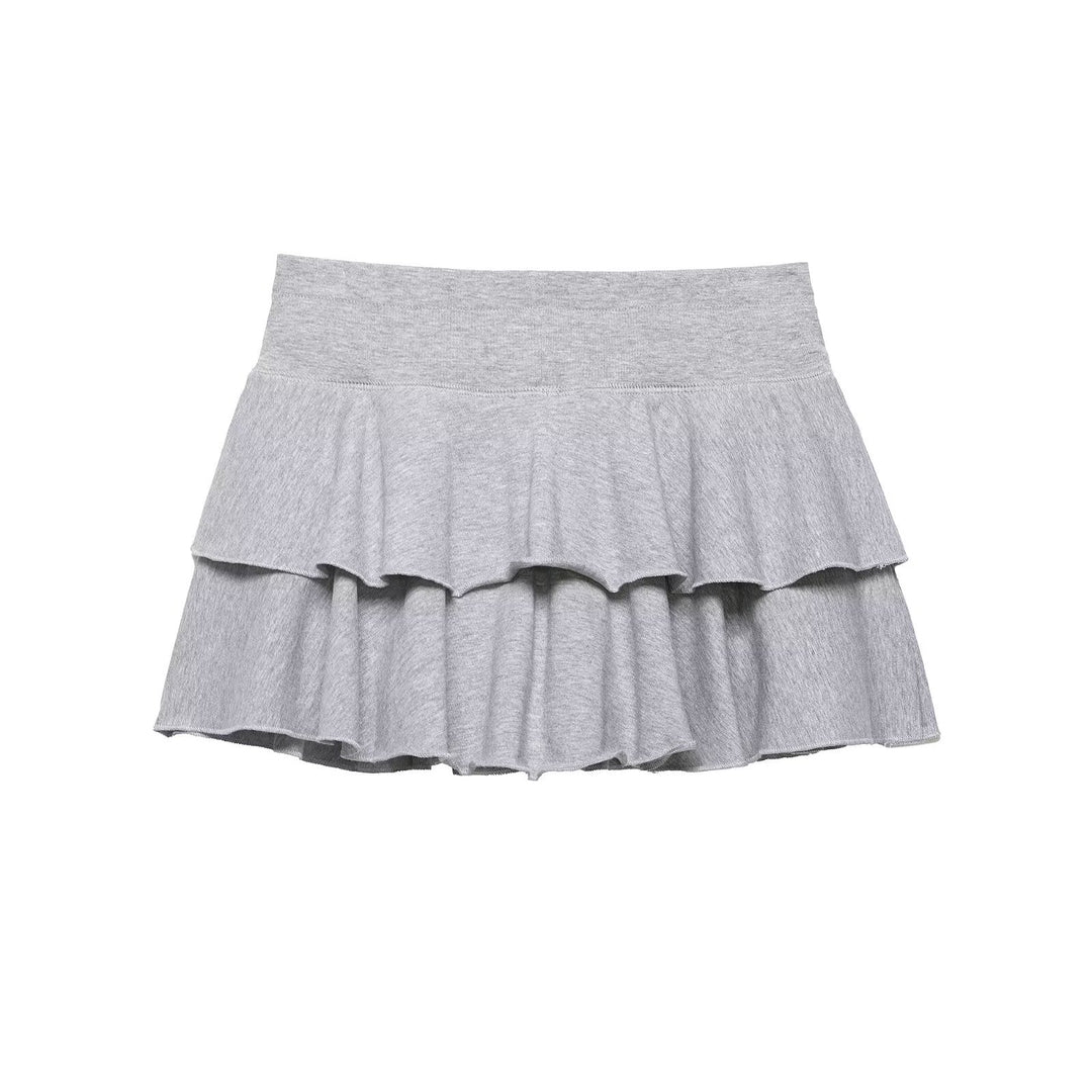 Women Clothing Summer Sweet Tie Neck Cotton Laminated Decoration Mini Skirt