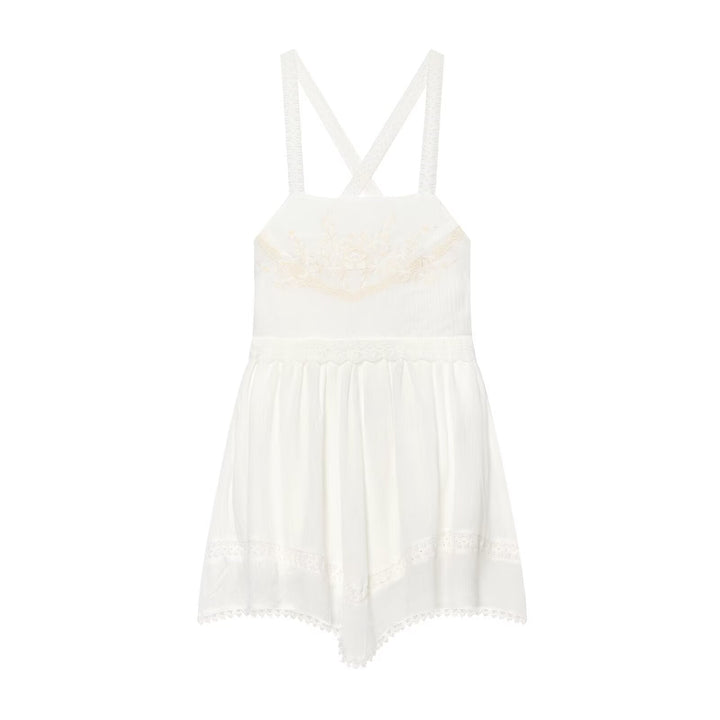 Women Clothing Summer Elegant Tulle Embroidered Mini Strap Dress