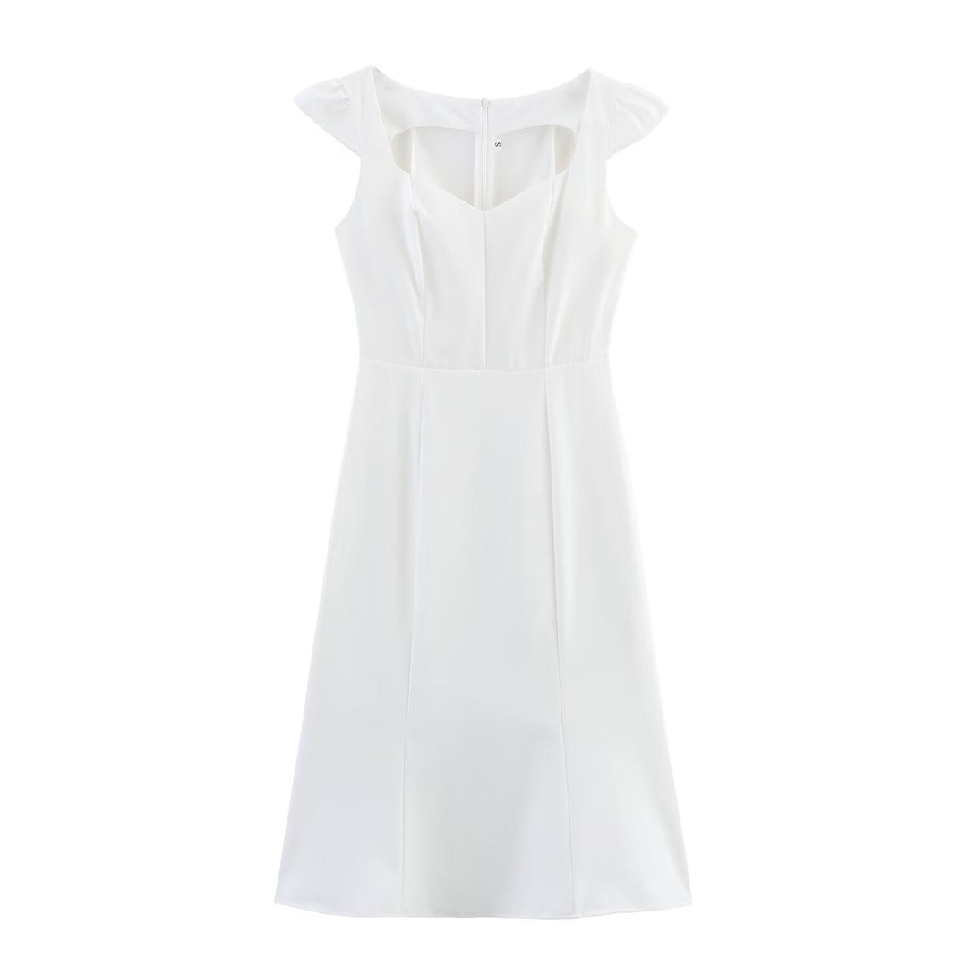 Women Clothing Western Classic Slim White Elegant Dress