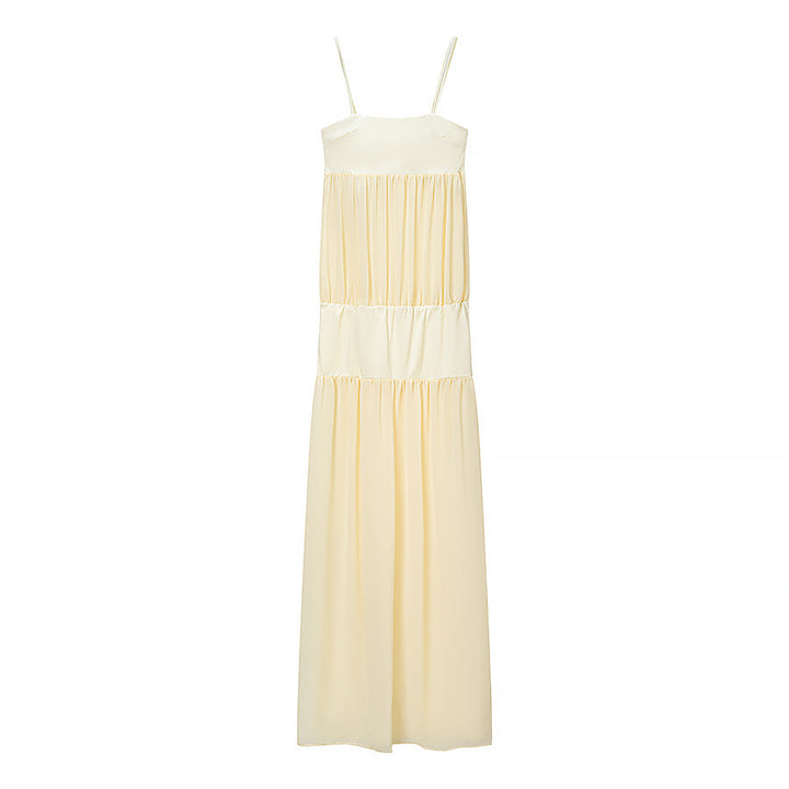 Summer Women Clothing Sexy Stitching See through Strap Solid Color Dress