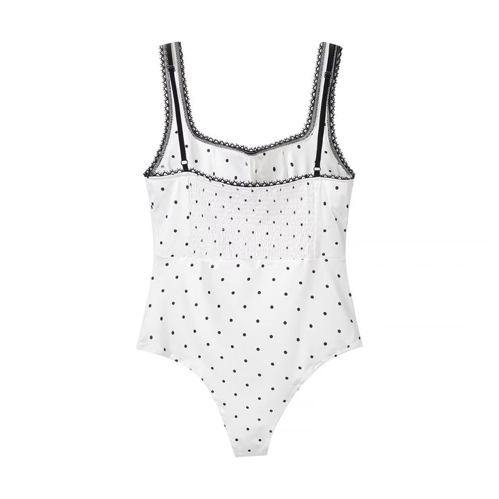 Women Clothing Gentle Sleeveless Stylish Simple Polka Dot Lace Sling Jumpsuit