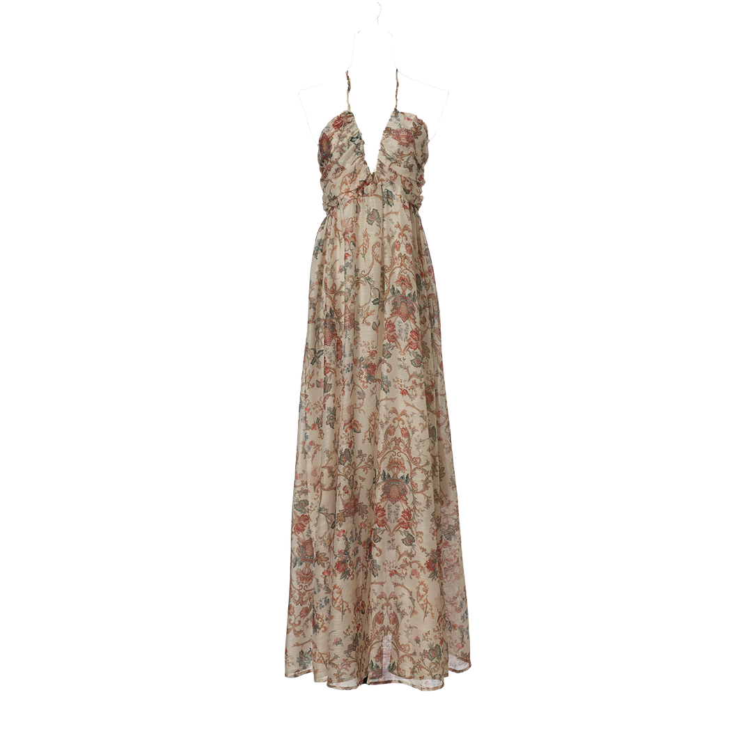 Women Summer Printed Halter Neck Strapless Dress