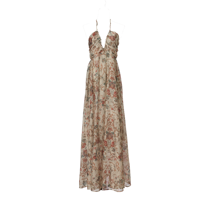 Women Summer Printed Halter Neck Strapless Dress