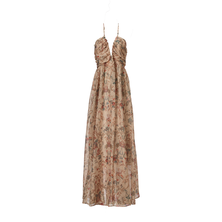Women Summer Printed Halter Neck Strapless Dress