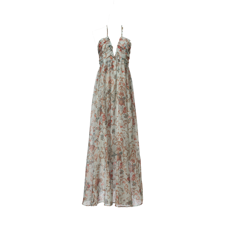 Women Summer Printed Halter Neck Strapless Dress