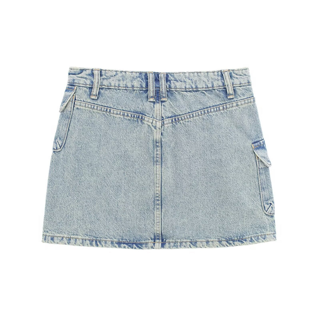Women Clothing Summer Casual Trendy Overalls Sheath Denim Skirt