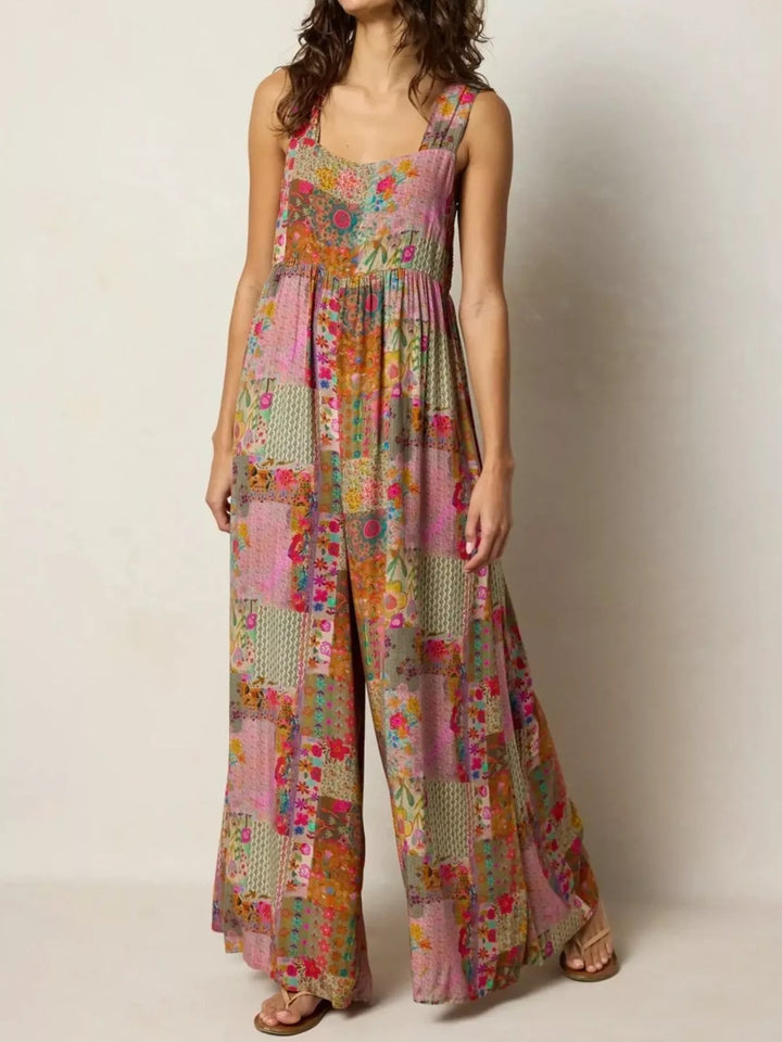 Plus Size Patchwork Wide-Leg Jumpsuit