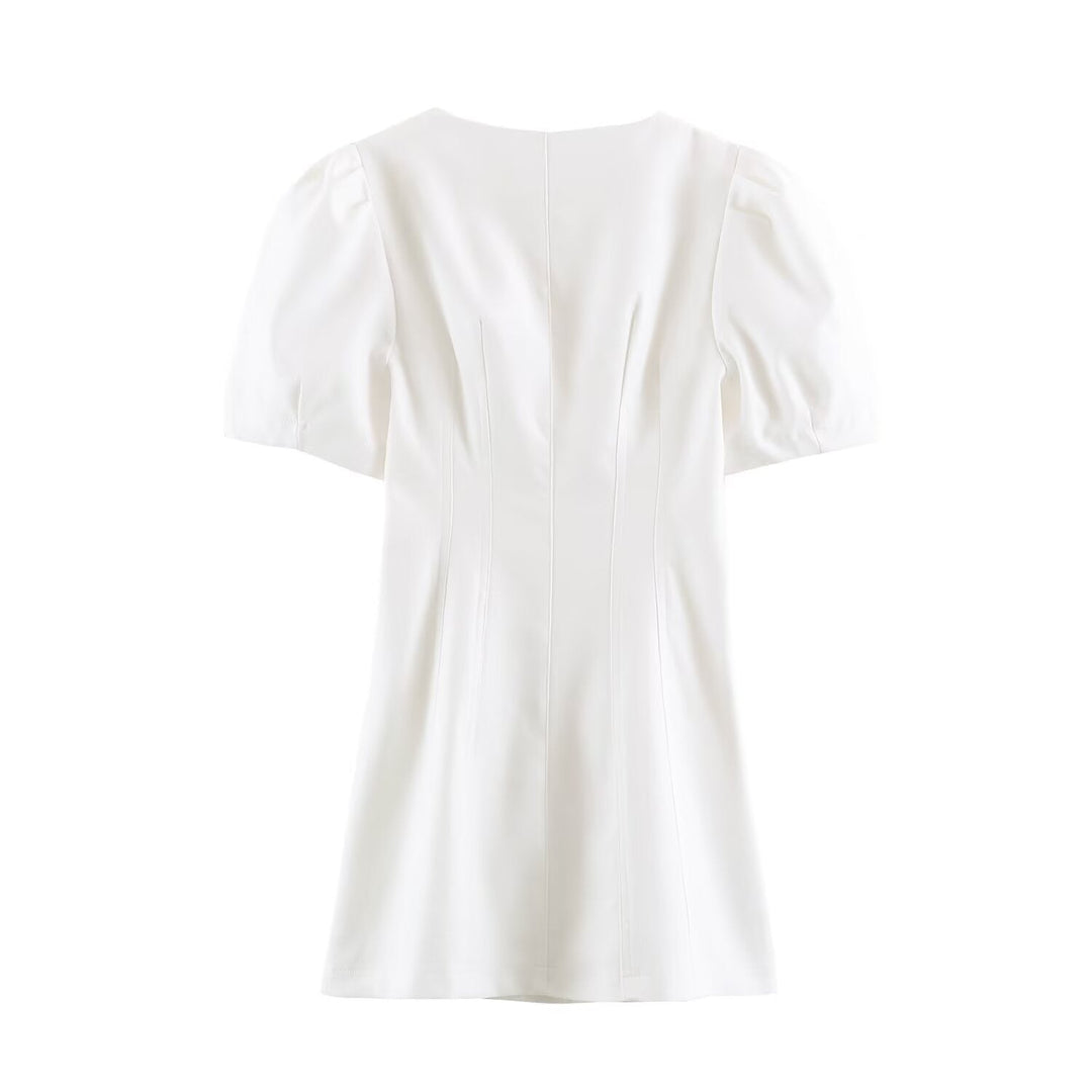 Summer Women Casual Slim Puff Sleeve Short Dress