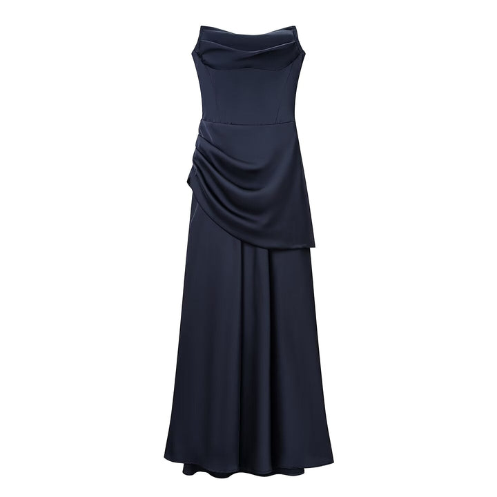 Summer Women Clothing Pleated Elegant Sleeveless Slim Fit Evening Dress Ribbon Tube Top Dress