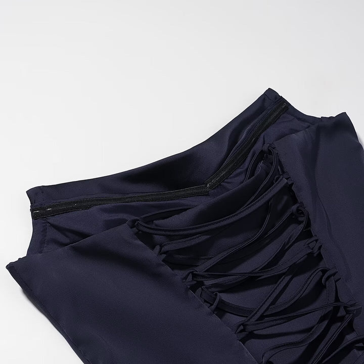 Summer Women Clothing Pleated Elegant Sleeveless Slim Fit Evening Dress Ribbon Tube Top Dress