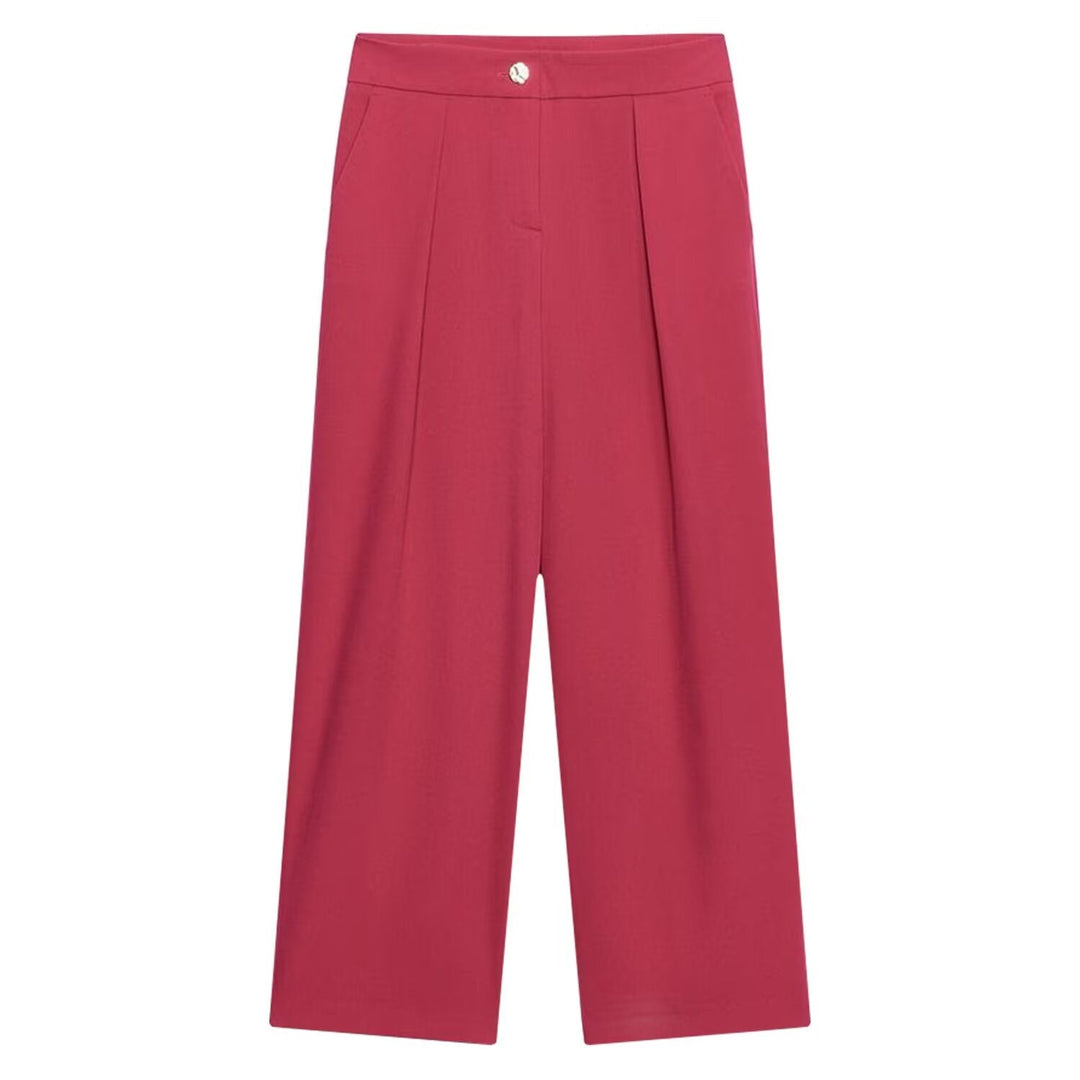 Summer Women Asymmetric Decorated Row Button Vest Tight Leg Pleated Pants Sets