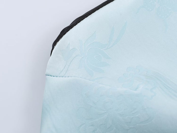 Women Clothing Cold Feeling Dark Pattern Jacquard Halter Improved Cheongsam Long Slimming Dress