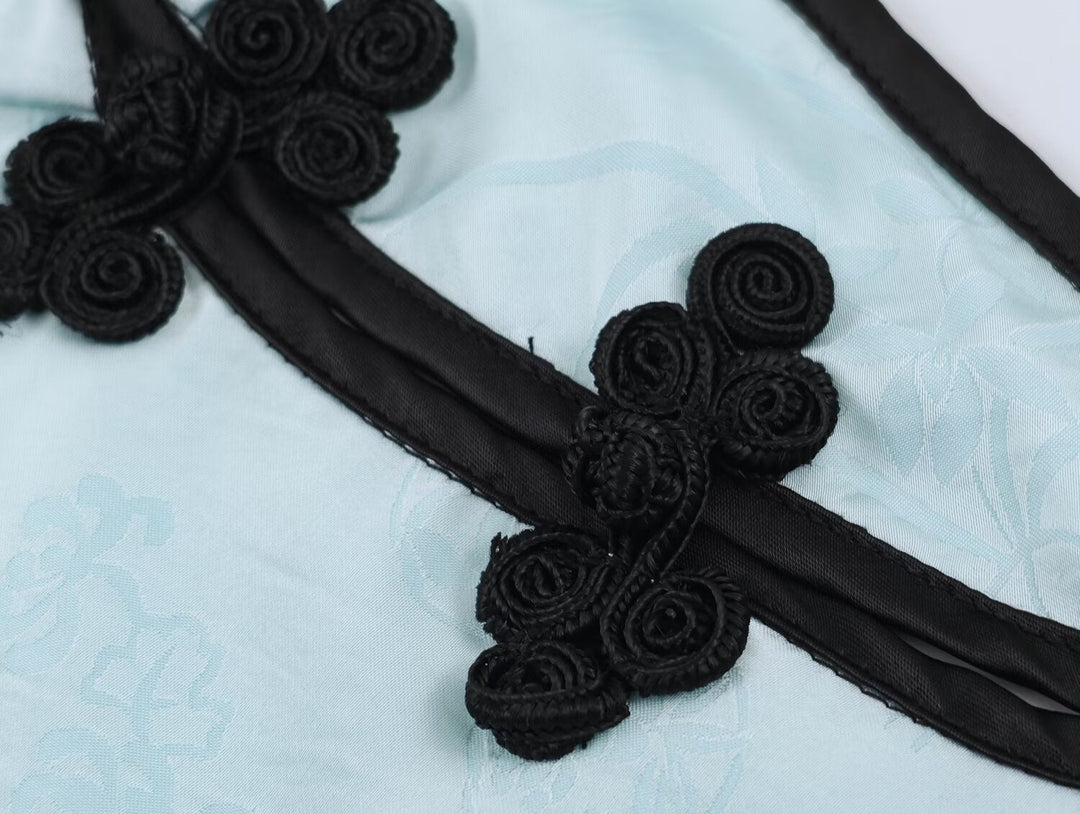 Women Clothing Cold Feeling Dark Pattern Jacquard Halter Improved Cheongsam Long Slimming Dress