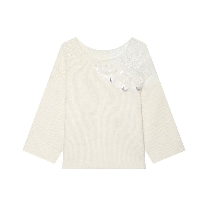 Women Clothing Summer French Gentle Handmade Sequin Accessories Sweater
