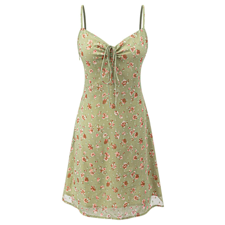 Summer Women Clothing Red Printing Strap Dress
