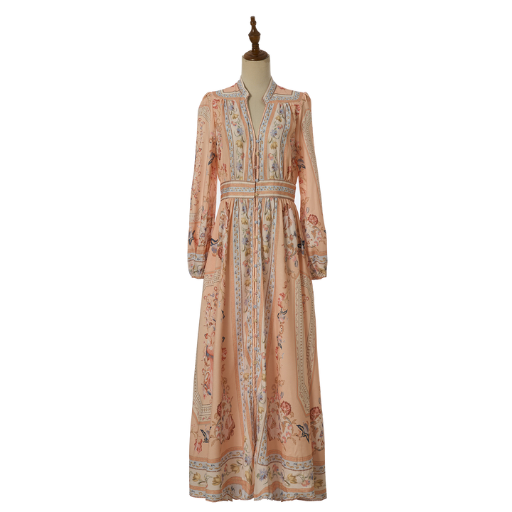 Women Summer Retro Print Shirt Dress