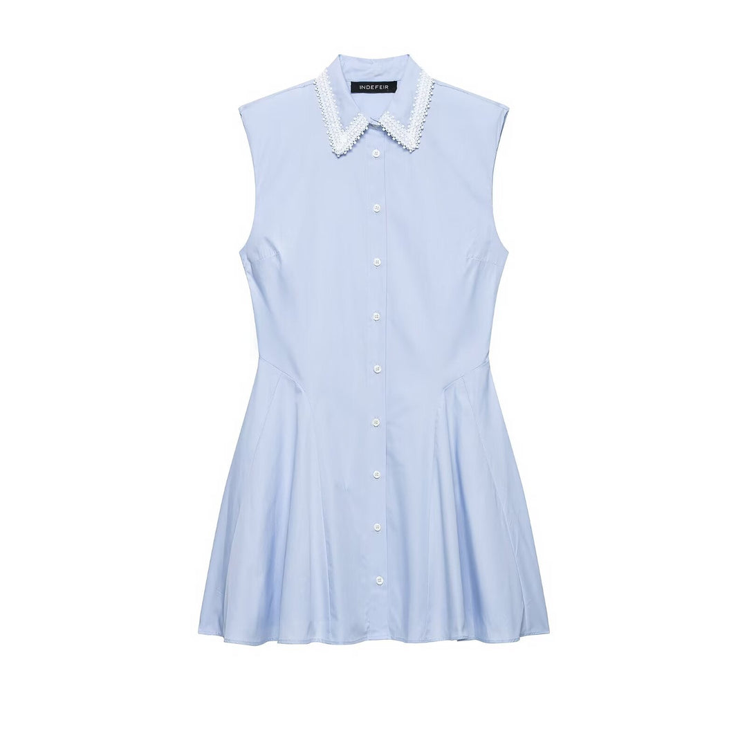 Women Clothing Western Shirt Padded Shoulder Dress