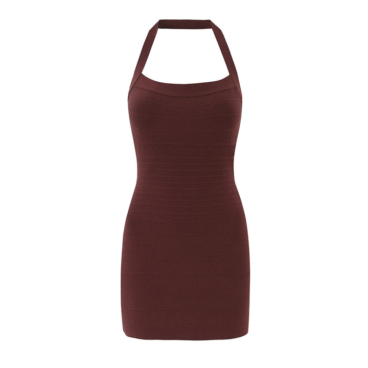 Casual Five Color Halter Backless Skinny Sheath Dress