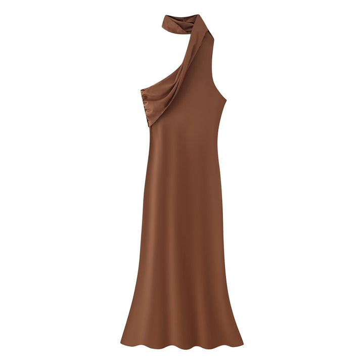 Women Clothing Asymmetric Scarf with Sexy Slim Fit Midi Skirt Long Dress