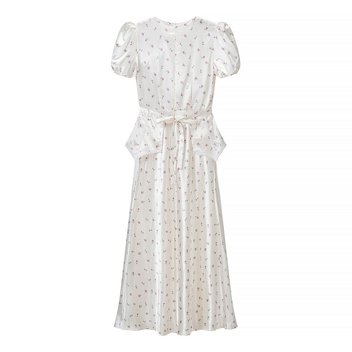 Puff Sleeve Waist Controlled Top Fishtail Two Piece Overskirt French Vintage Waist Elegant Outfit