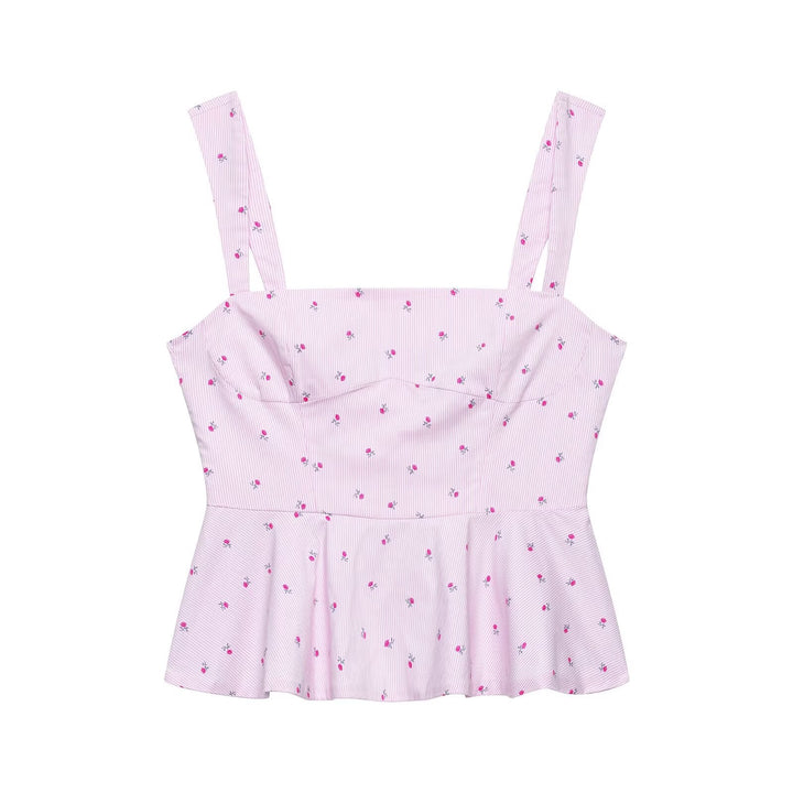 Summer Women Sexy Waist Trimming Printing Strap Top
