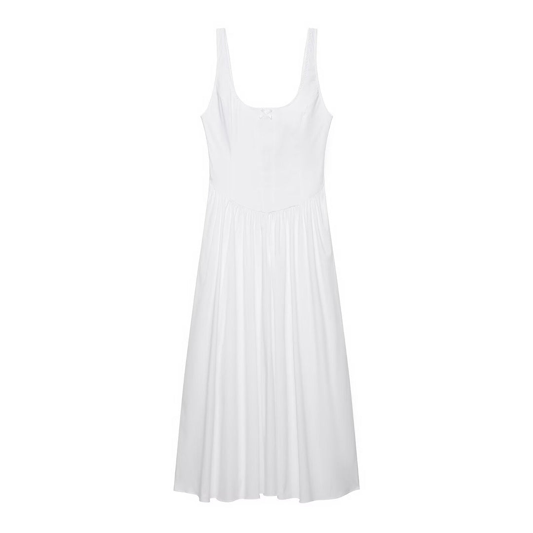 Women Clothing Summer Casual round Neck Sleeveless Strap Maxi Dress