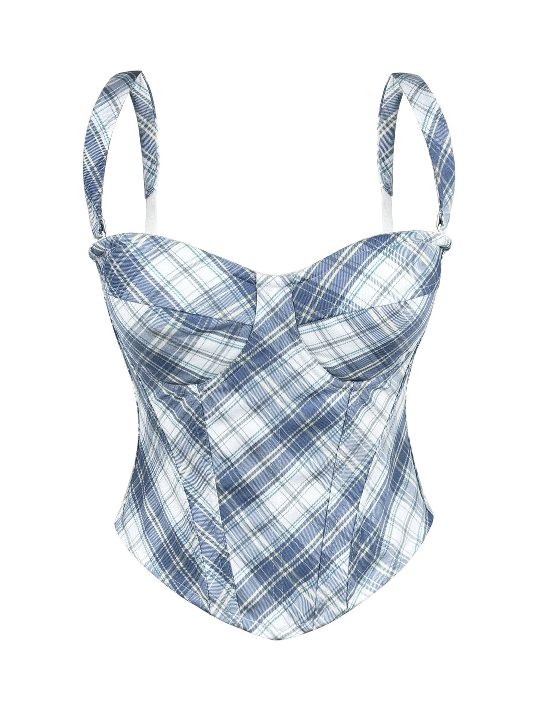Summer Plaid Boning Corset Bra Chest Pad Outer Wear Daily Casual Camisole Slim Fit Slimming Boning Corset Top for Women