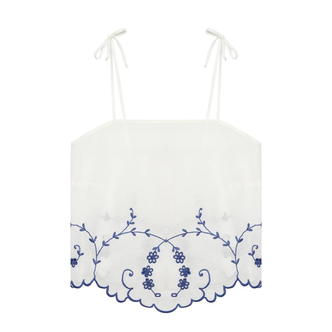 Summer Blended Embroidered Top Casual Shorts Sets