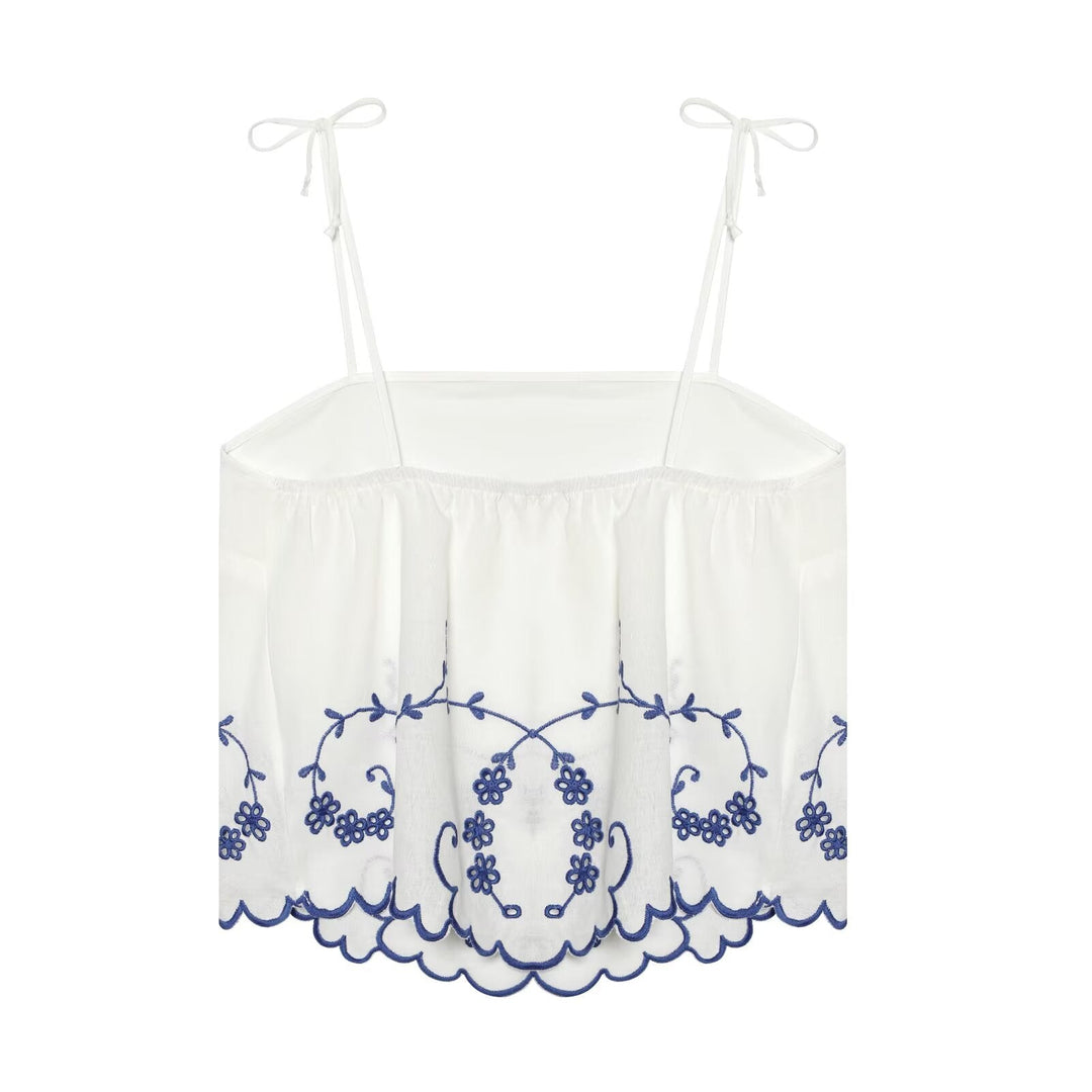 Summer Blended Embroidered Top Casual Shorts Sets