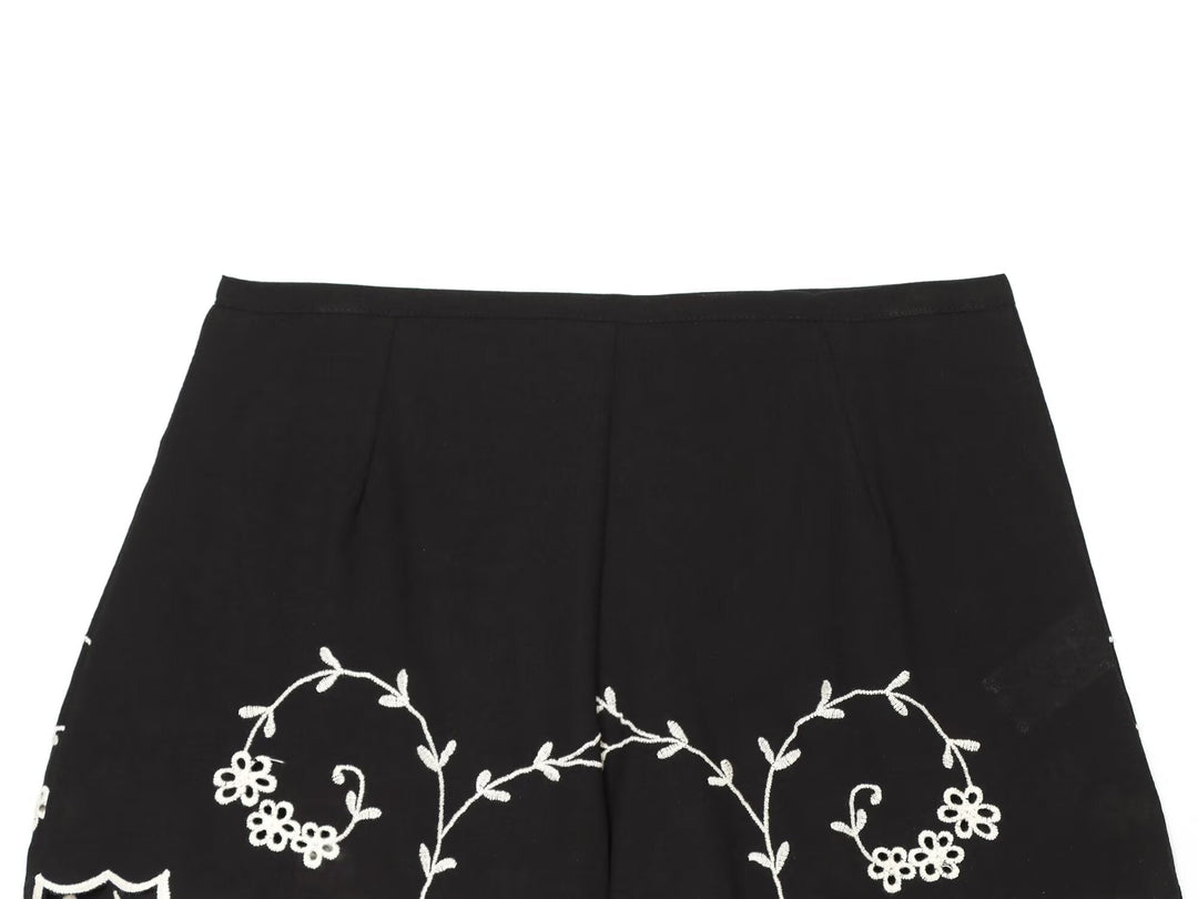 Summer Blended Embroidered Top Casual Shorts Sets