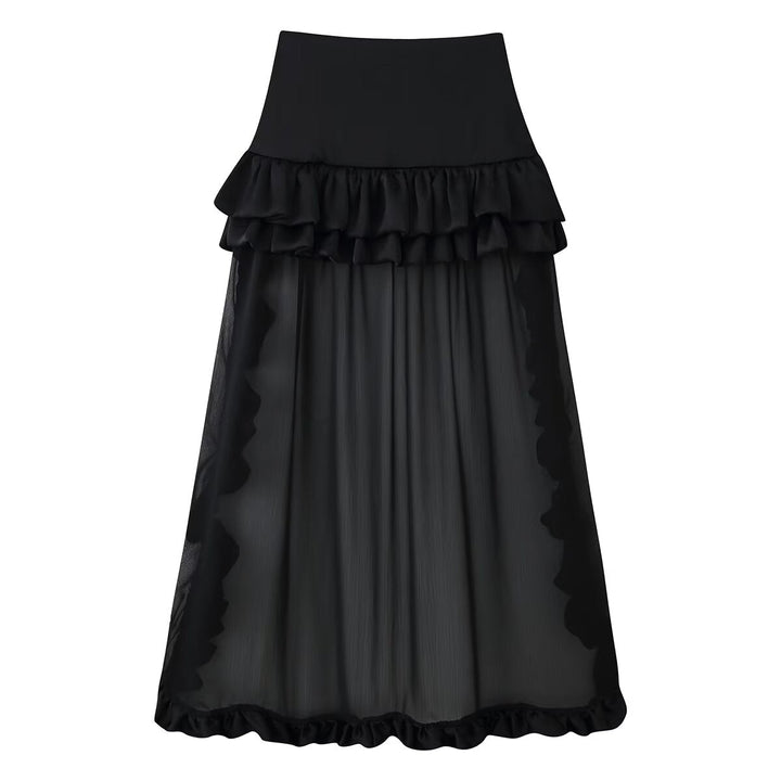 Women Clothing Summer Multi Layer Ruffled Long Trailing Skirt