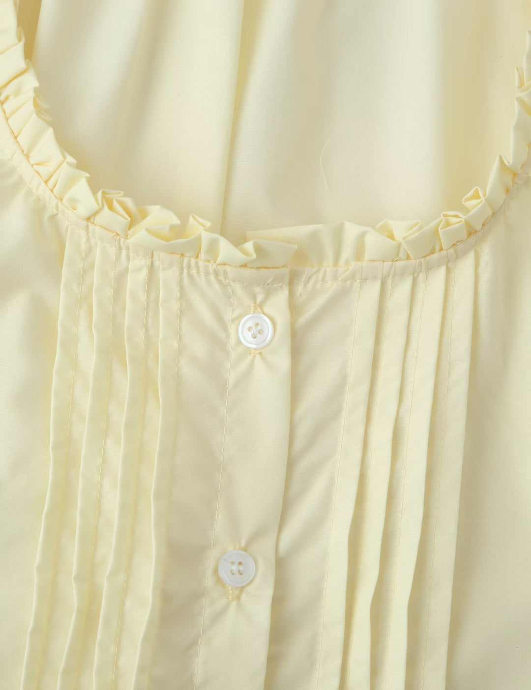 Women Clothing French Retro Easy Matching Solid Color Tucker Pleats Puff Short Sleeve Top