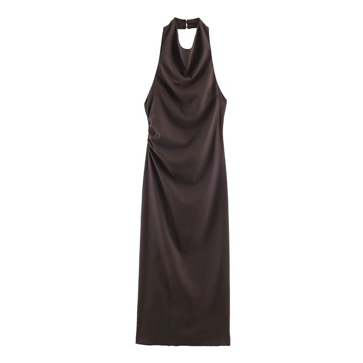 Women Clothing Summer Halter Backless Midi Dress