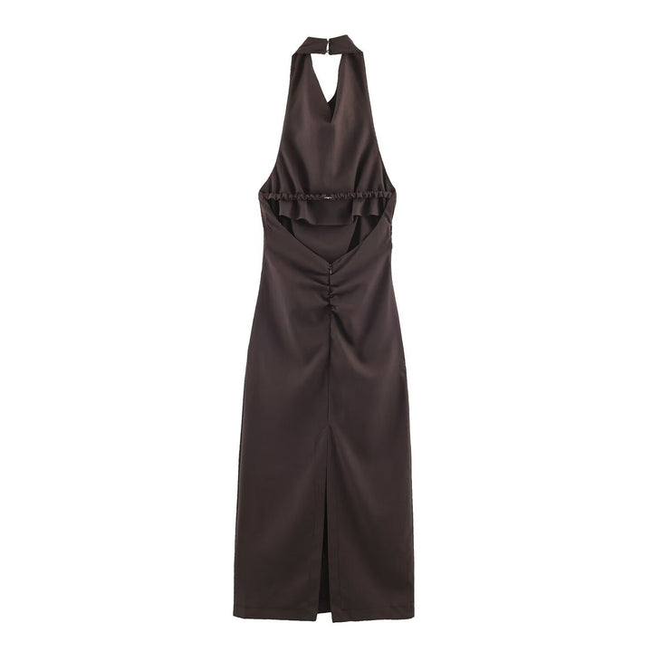 Women Clothing Summer Halter Backless Midi Dress