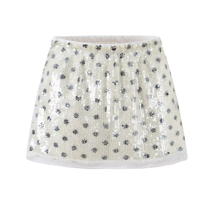 Women Clothing Fashionable All Match Sequined Mini Skirt (with Pantskirt ide)