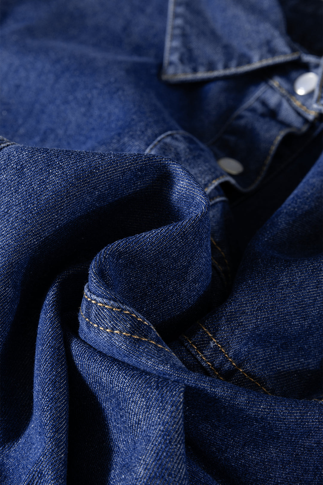 Denim Shirt Collar Long Sleeve Flared Mini Dress