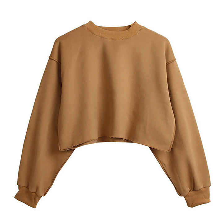 Fleece Lined Long Sleeved Fitness Yoga Wear Top Sports Cropped Short Sweatshirt Women