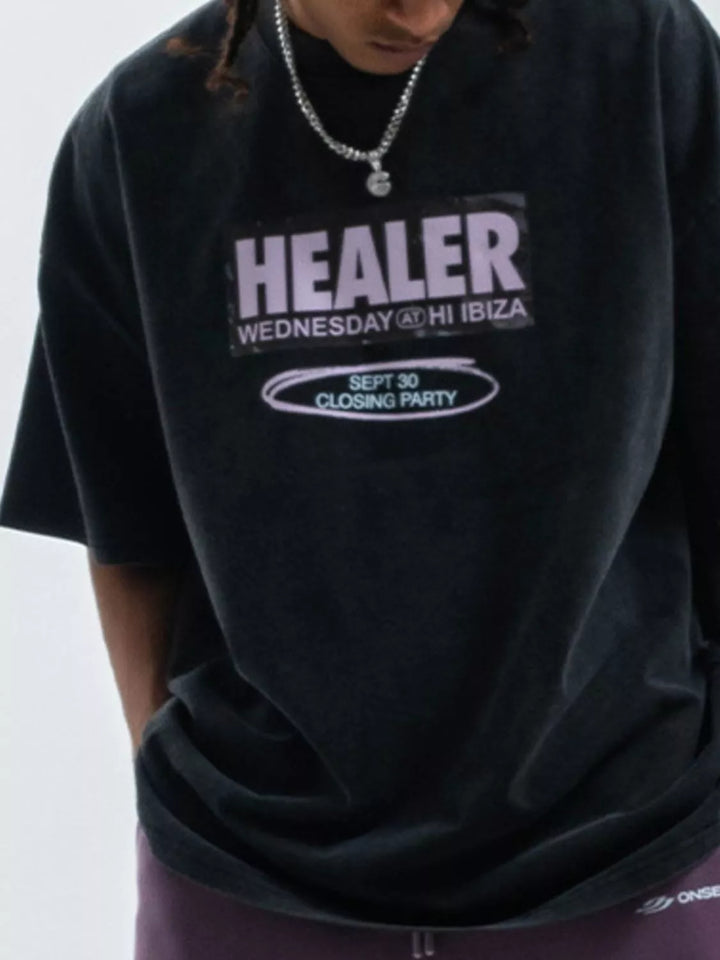 Men's Letter Round Neck Half Sleeve T-Shirt