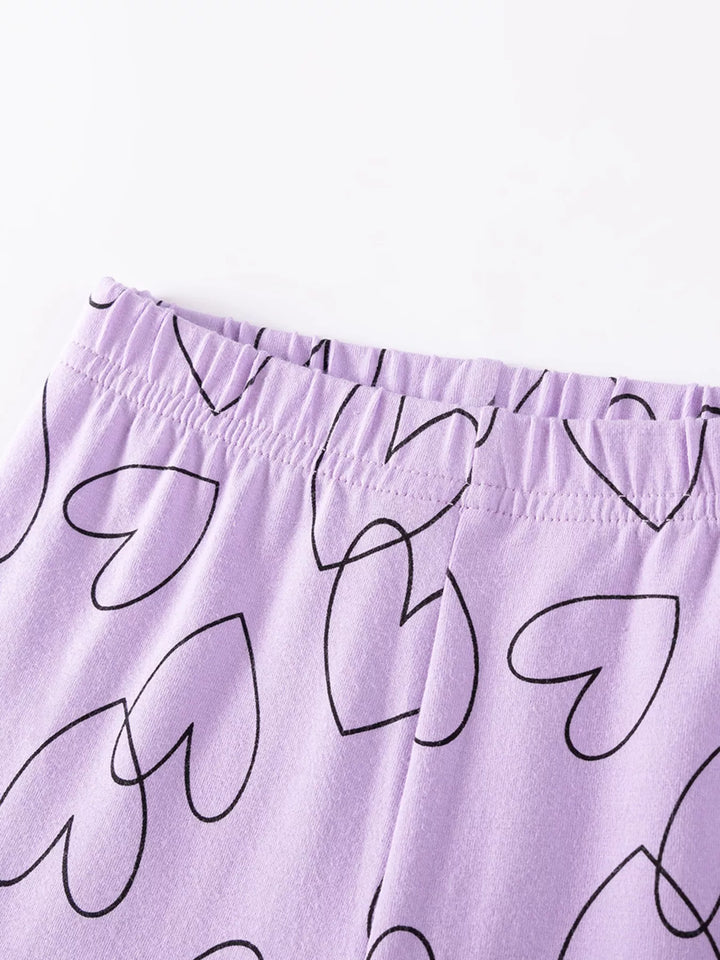 Children's Heart Print Tee and Shorts Casual Set
