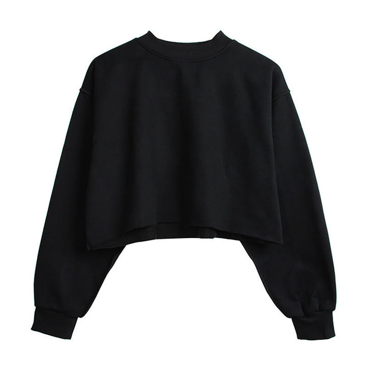 Fleece Lined Long Sleeved Fitness Yoga Wear Top Sports Cropped Short Sweatshirt Women