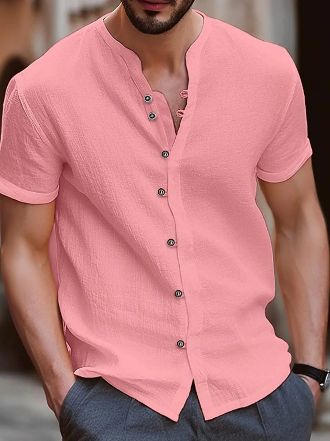 Men's Full Size Button Up Short Sleeve Shirt Plus Size