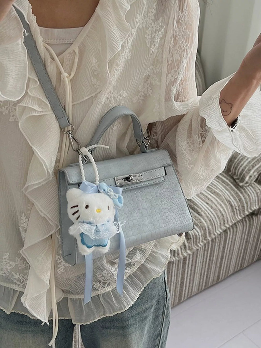 Croc-Embossed Mini Crossbody Bag