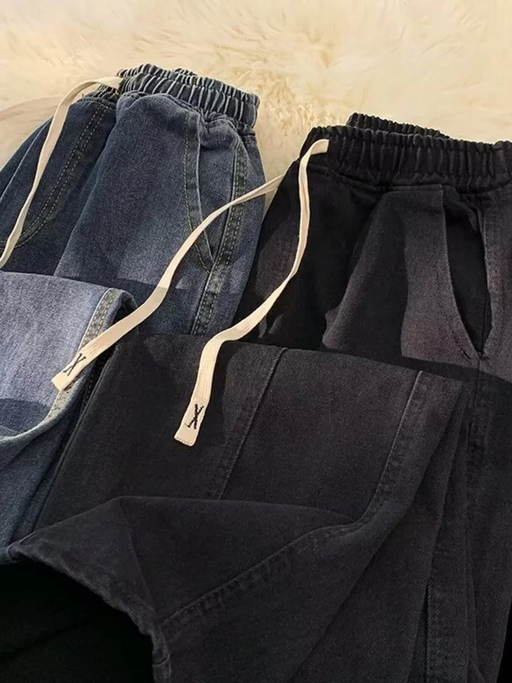 Men's Plus Size Elastic Waist Wide Leg Jeans