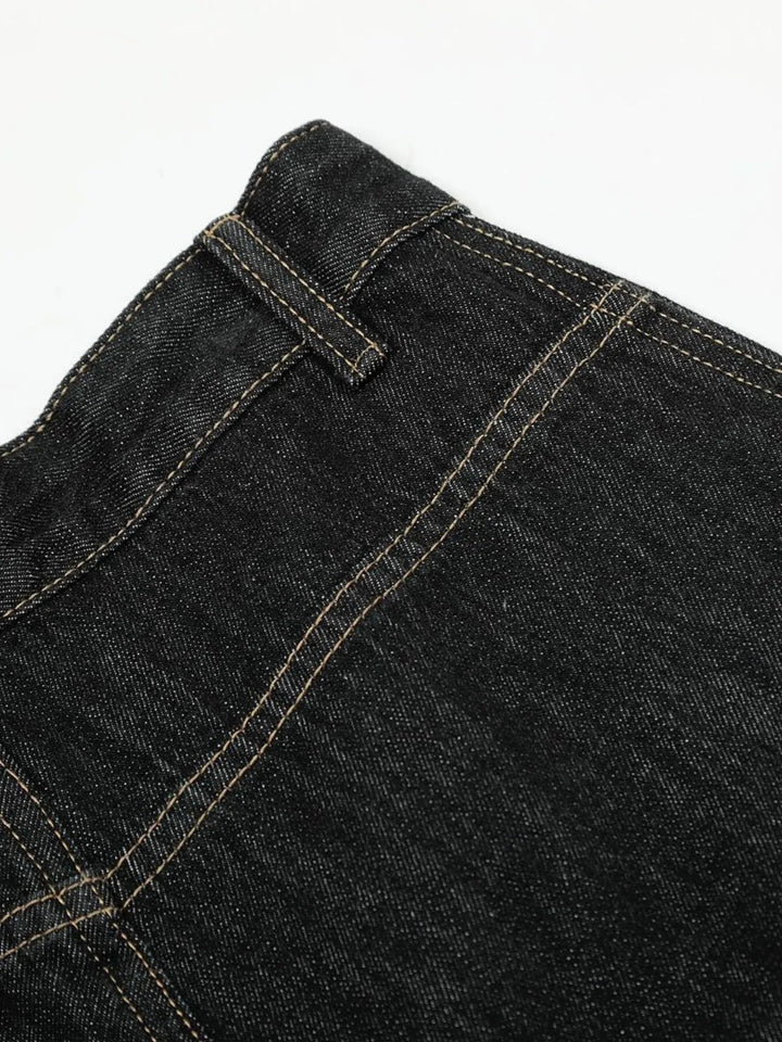 Men's Washed Curved Jeans with Contrast Stitching