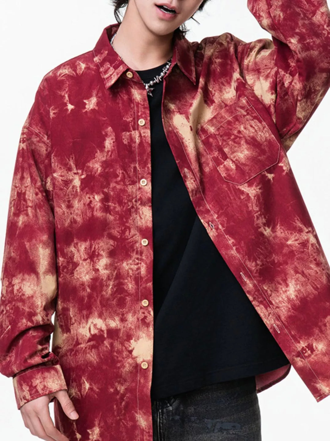 Men's Plus Size Tie-Dye Button-Up Shirt