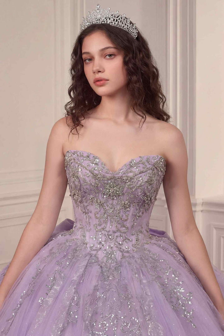 Ladivine 15730 Glitter Tulle Embroidered Lace Applique Sweet 16 Gown