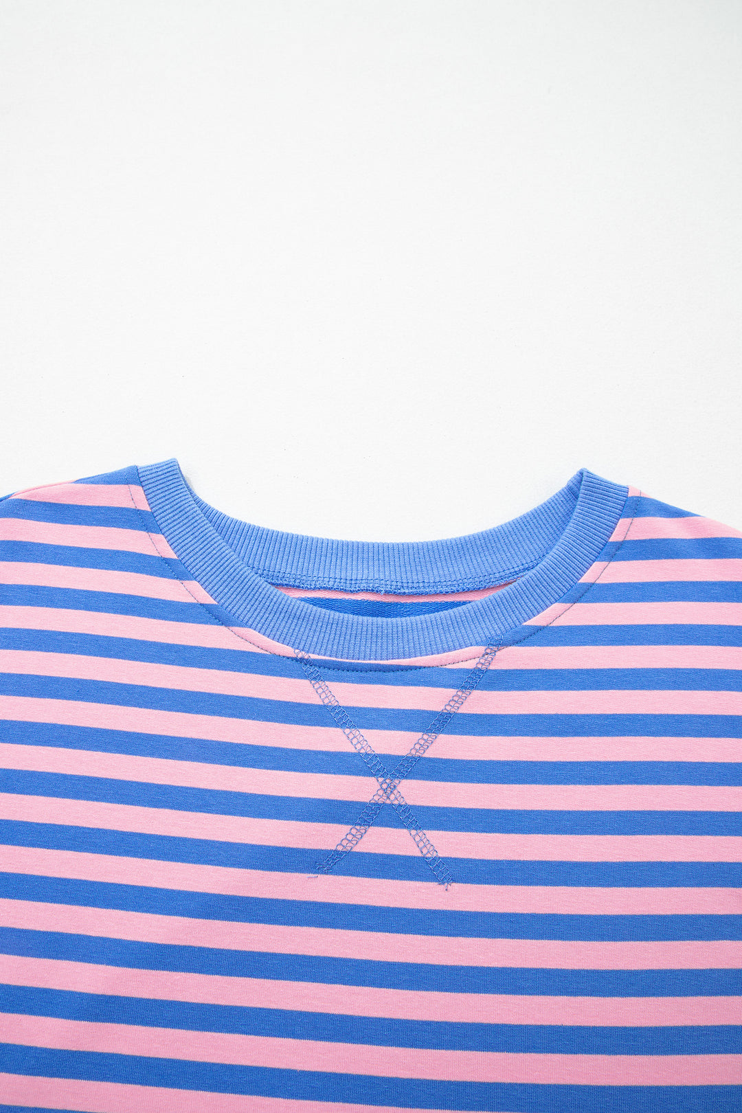 Blue Stripe Loose Short Sleeve Top and Skirt Set