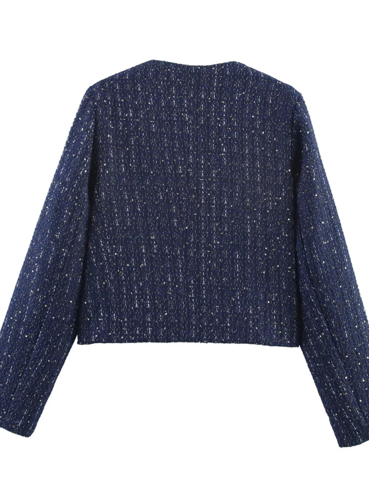Tweed Button Up Cropped Outerwear